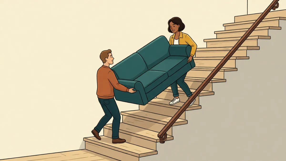 Down the stairs