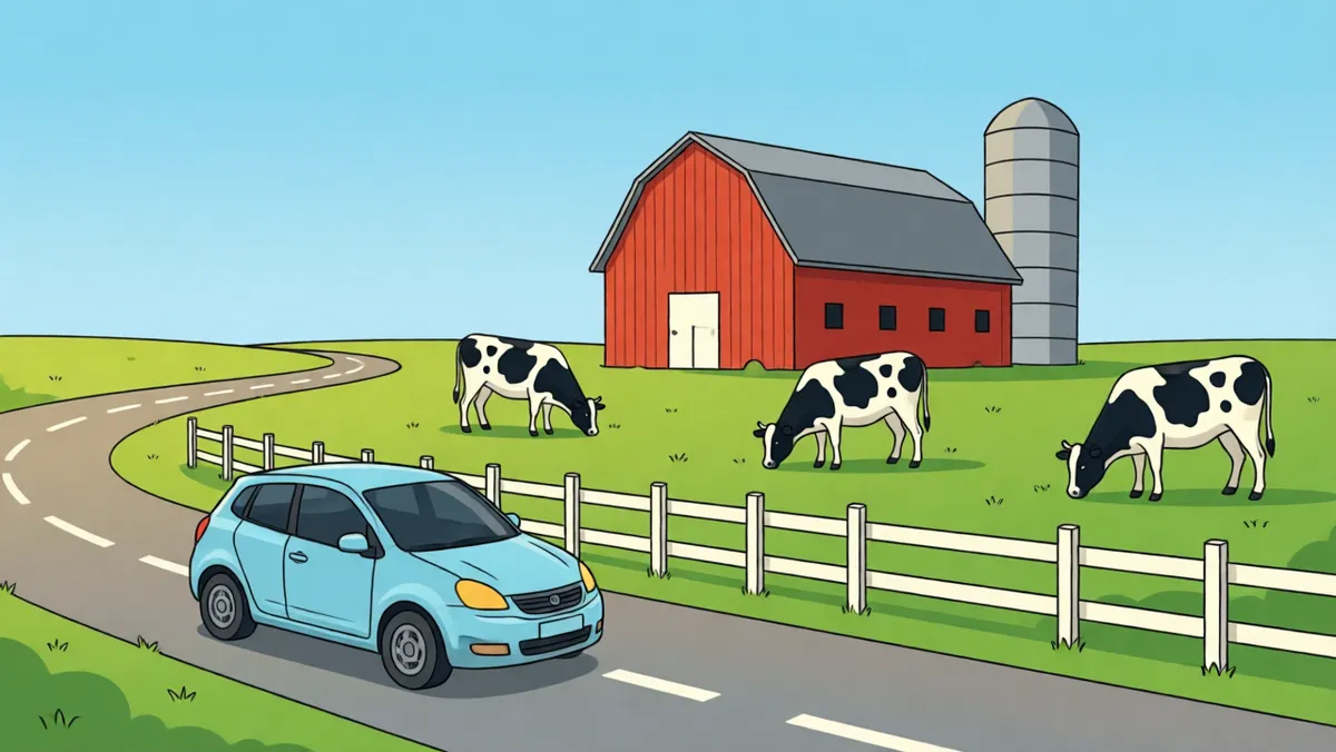 Cows and a red barn