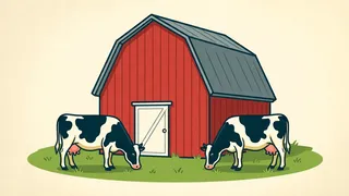 cows and a red barn