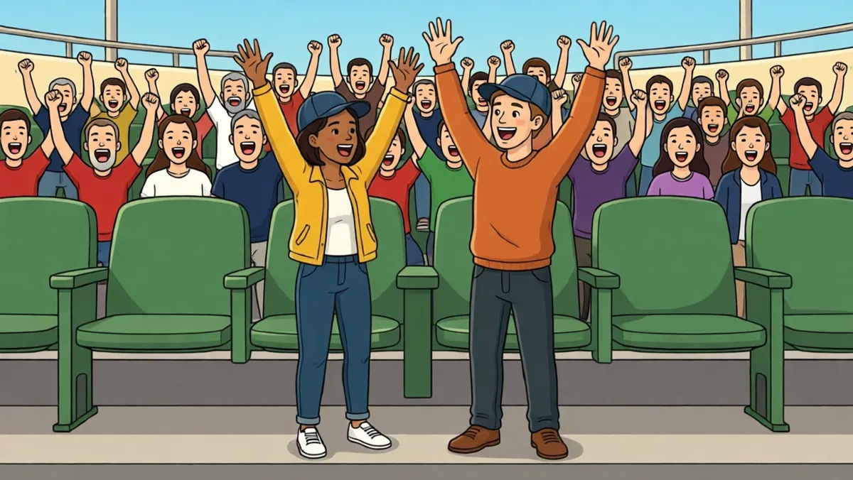 Everyone cheers