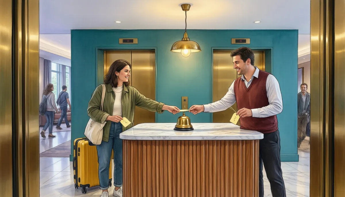 The bell desk — Could you hold my bags?