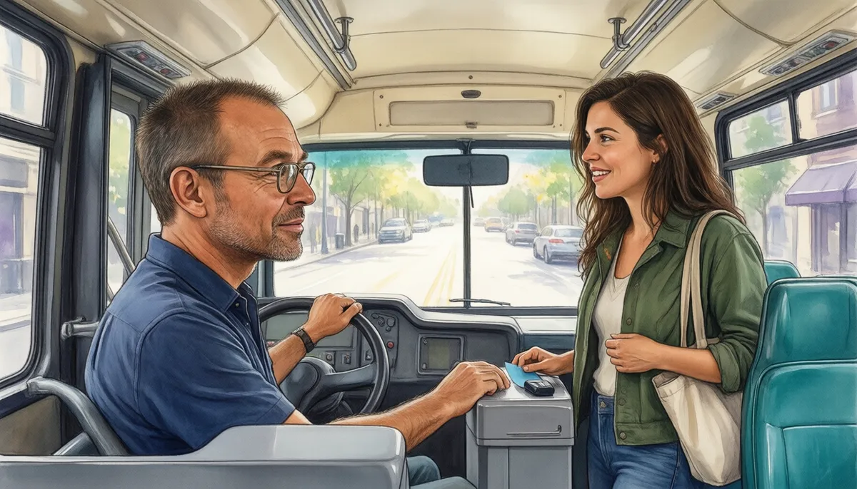 The bus — Does this bus go downtown?