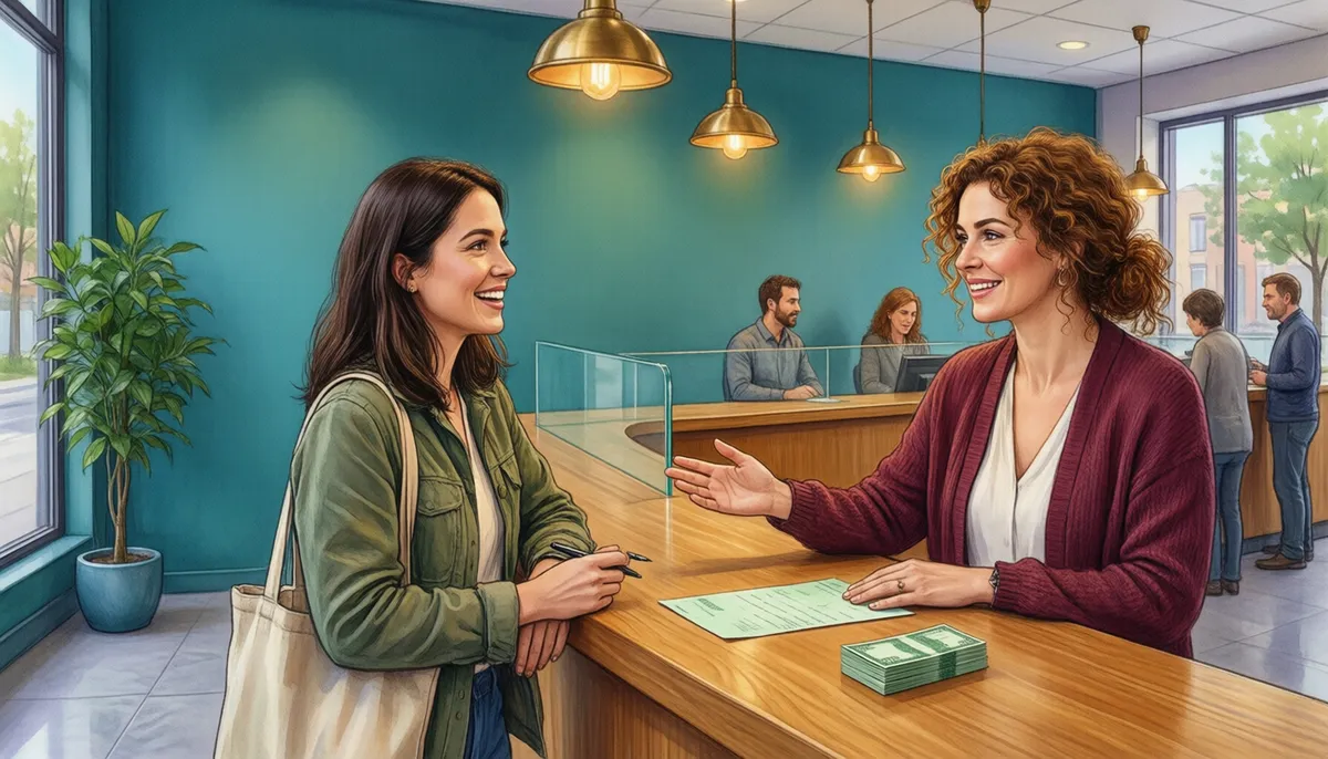 At the teller window — Deposit a check