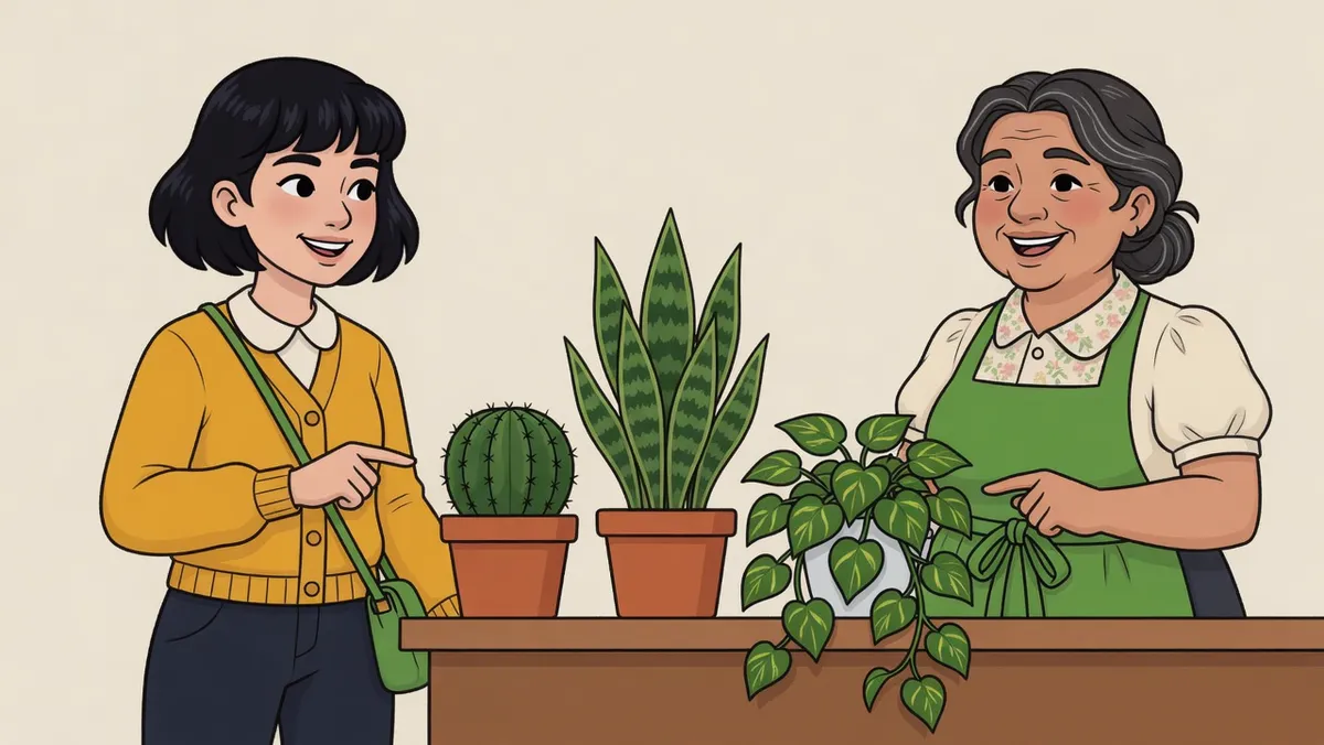 Cactus, snake plant, pothos