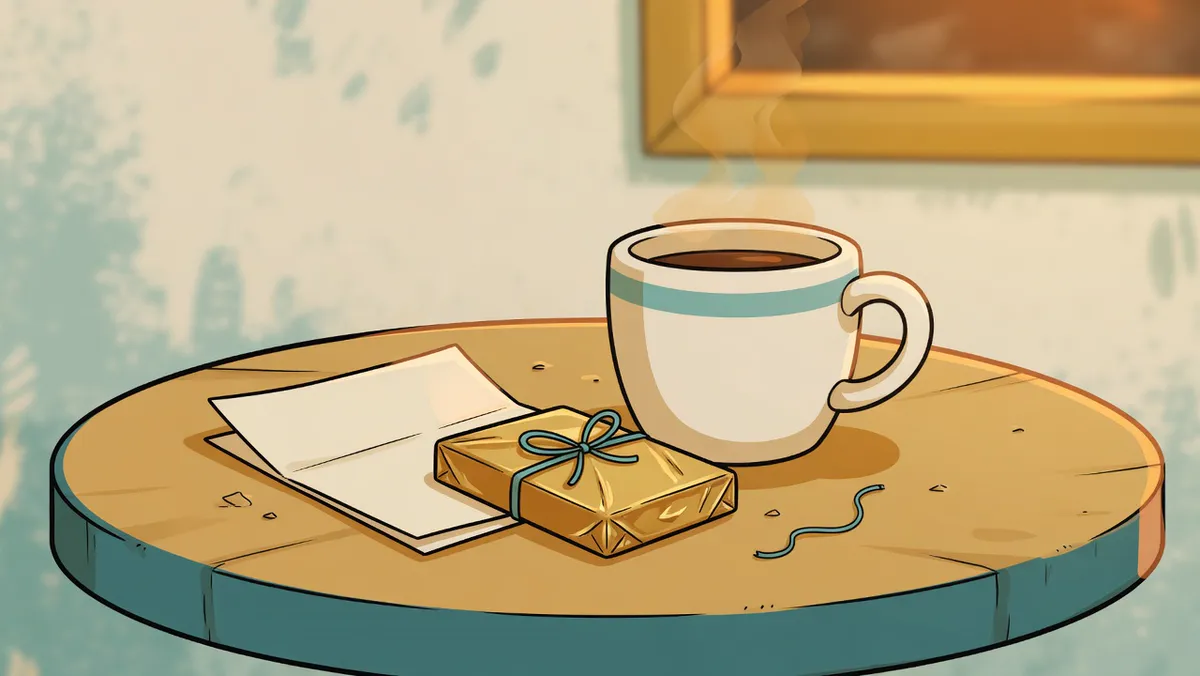 A note and a chocolate bar